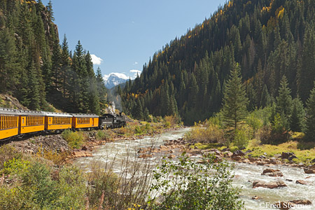 Durango and Silverton Narrow Gauge Railroad Engine 481 Animas River